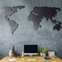 Wallity World Map Silhouette Escultura de pared de metal negra